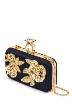 Embellished On The Rocks Clutch - Black -Sachin & Babi Clothing BAG ONTHEROCKSCLUTCH BLACK ANGLE