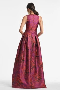 Brooke Gown - Raspberry Bouquet Multi 7 Brooke Gown - Raspberry Bouquet Multi -Sachin & Babi Clothing BROOKEGOWN RASPBERRYBOUQUETMULTI BACK