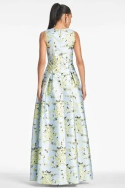 Brooke Gown - Sky Citrine Floral -Sachin & Babi Clothing BROOKEGOWN SKYCITRINEFLORAL BACK