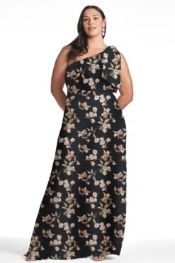 Chelsea Gown - Black Venetia Petal -Sachin & Babi Clothing CHELSEAGOWN BLACKVENETIAPETALS FRONT7