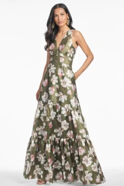 Rori Gown - Moss Magnolia 9 Rori Gown - Moss Magnolia -Sachin & Babi Clothing F231G06 381 2