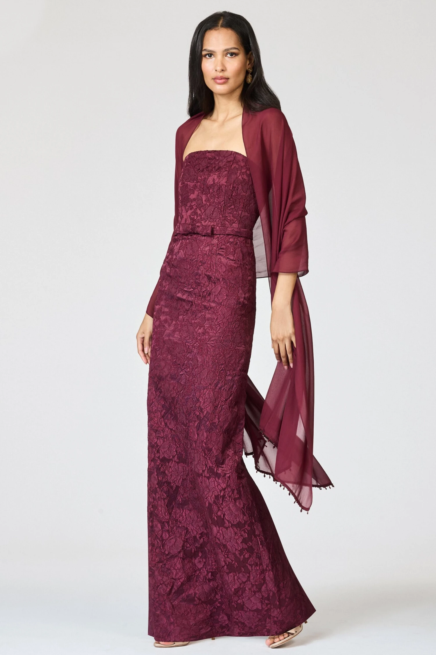 EMBELLISHED EMMY SCARF - BORDEAUX 4 EMBELLISHED EMMY SCARF - BORDEAUX - Image 2