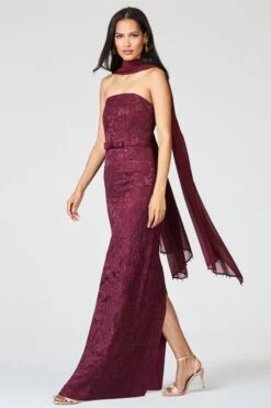 EMBELLISHED EMMY SCARF - BORDEAUX 8 EMBELLISHED EMMY SCARF - BORDEAUX -Sachin & Babi Clothing F252G28 602 6 1