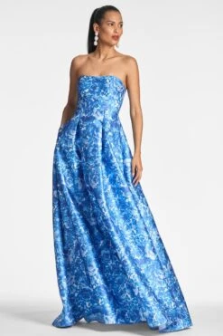 Giovanna Gown - Mediterranean Blooms 9 Giovanna Gown - Mediterranean Blooms -Sachin & Babi Clothing GIOVANNAGOWN MEDITERRANEANBLOOM FRONT