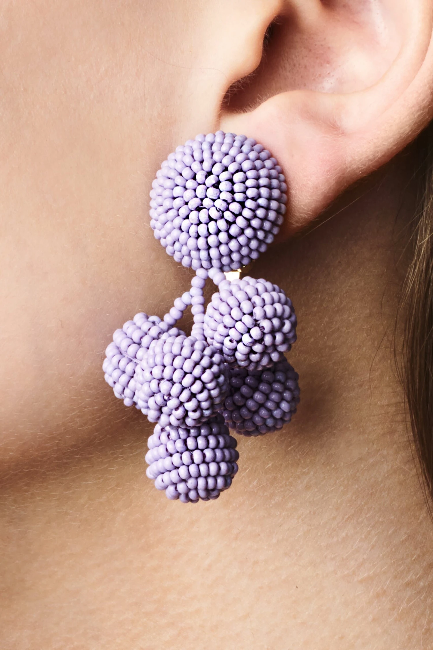 MINI COCONUTS EARRINGS - LILAC 3 MINI COCONUTS EARRINGS - LILAC