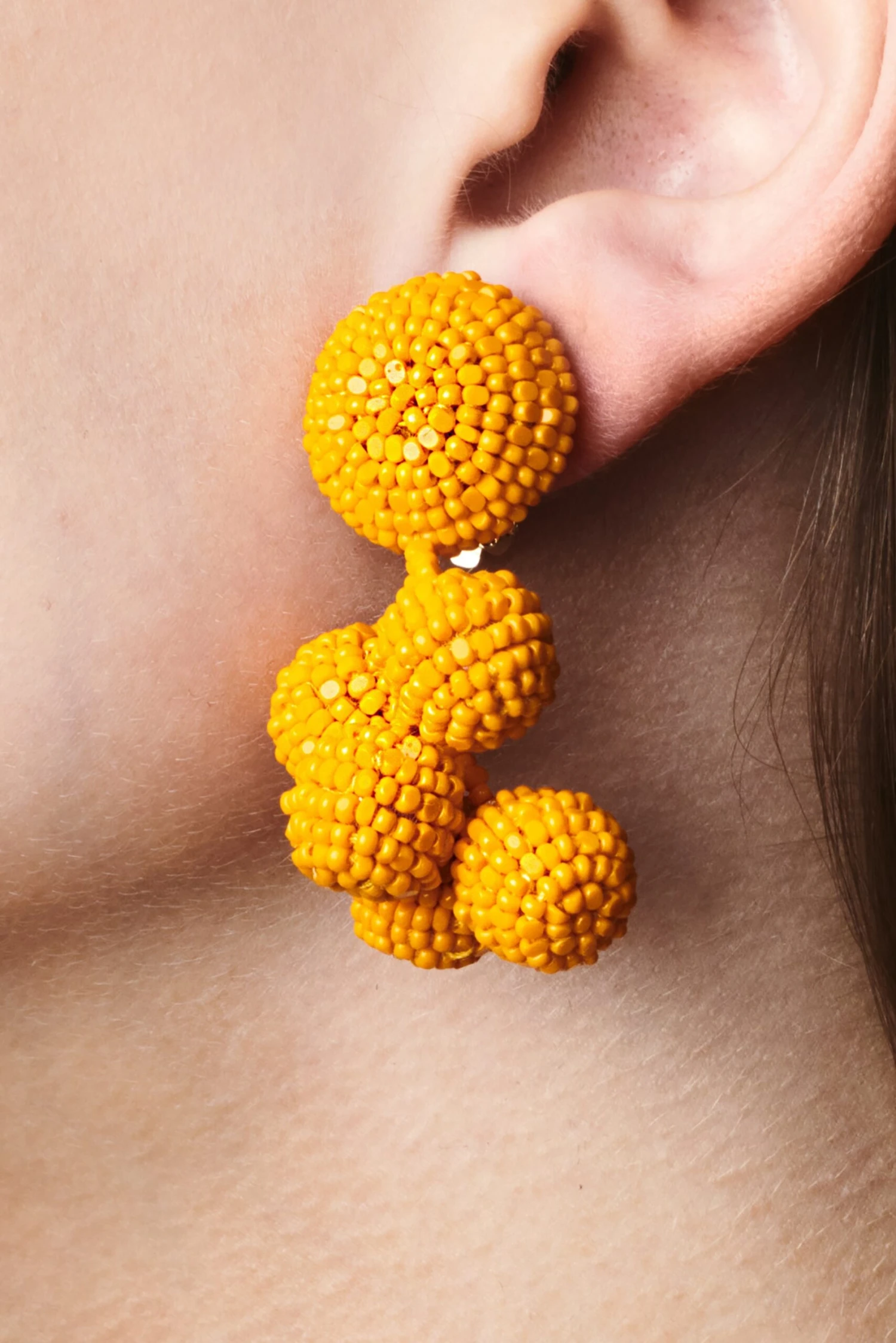 MINI COCONUTS EARRINGS - TANGERINE 3 MINI COCONUTS EARRINGS - TANGERINE