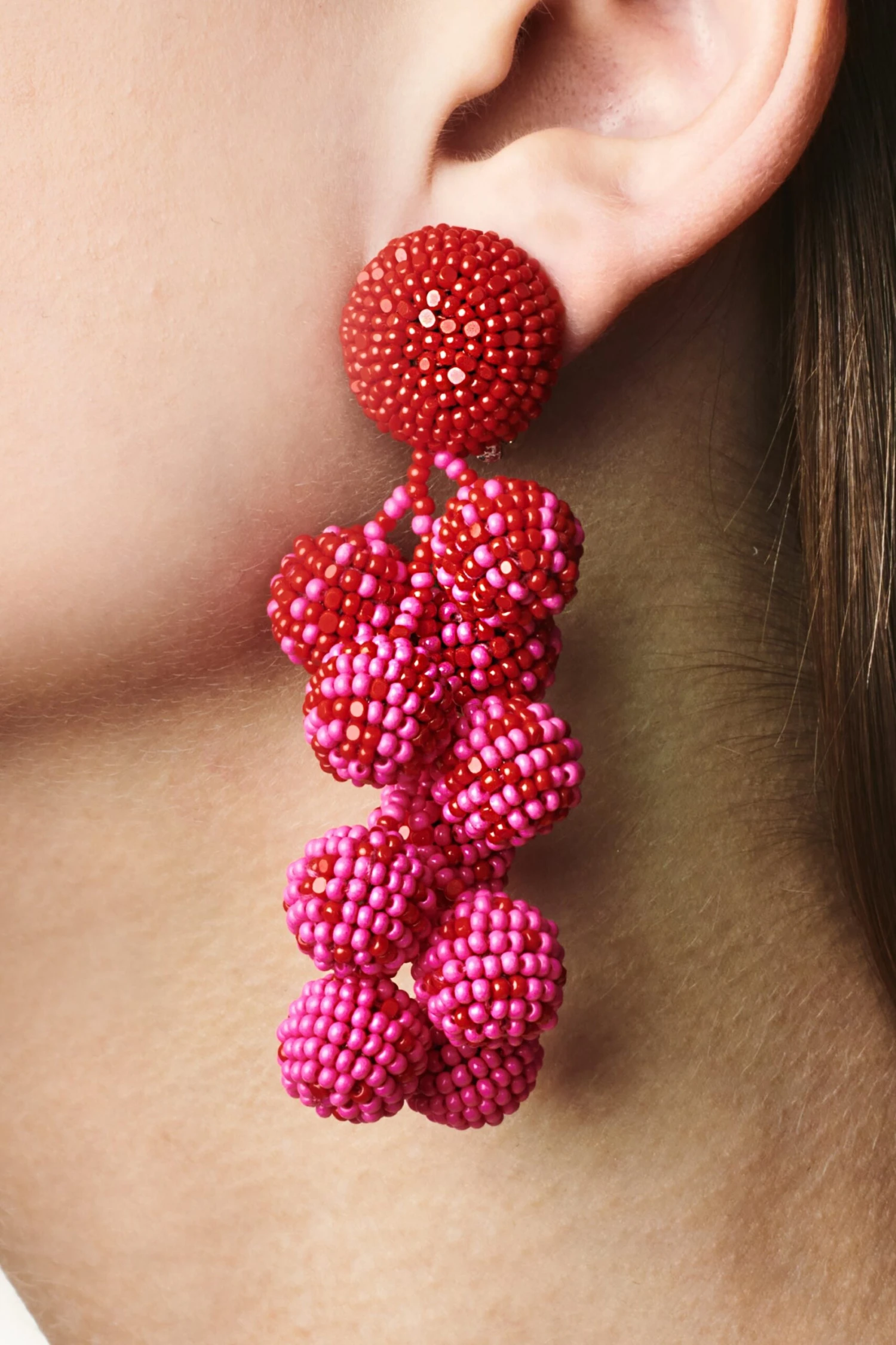 COCONUTS EARRINGS - GOJIBERRY/FUCHSIA 3 COCONUTS EARRINGS - GOJIBERRY/FUCHSIA