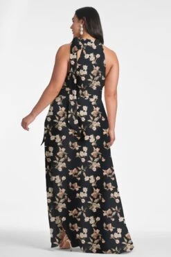 Kayla Gown - Black Venetia Petal -Sachin & Babi Clothing KAYLAGOWN BLACKVENETIAPETALS BACK5