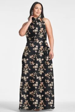 Kayla Gown - Black Venetia Petal -Sachin & Babi Clothing KAYLAGOWN BLACKVENETIAPETALS FRONT5