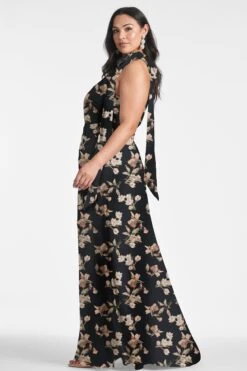 Kayla Gown - Black Venetia Petal -Sachin & Babi Clothing KAYLAGOWN BLACKVENETIAPETALS SIDE6