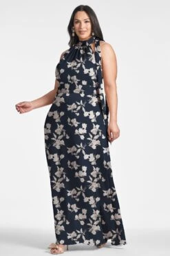 Kayla Gown - Navy Venetia Petal -Sachin & Babi Clothing KAYLAGOWN NAVYVENETIAPETAL FRONT8
