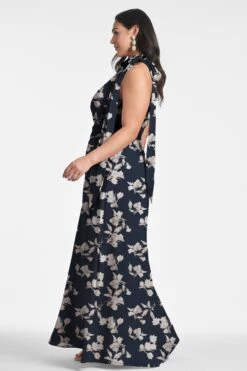 Kayla Gown - Navy Venetia Petal -Sachin & Babi Clothing KAYLAGOWN NAVYVENETIAPETAL SIDE9
