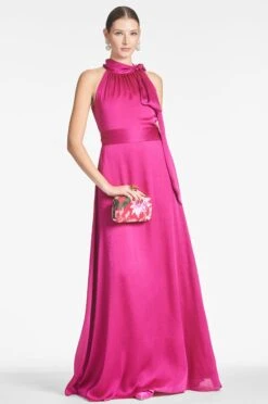 On The Rocks Clutch - Deep Pink Dahlia -Sachin & Babi Clothing KAYLAGOWN DRAGONFRUIT FRONT5