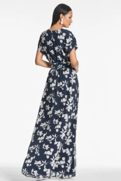 Leah Gown - Navy Venetia Petal 9 Leah Gown - Navy Venetia Petal -Sachin & Babi Clothing LEAHGOWN NAVYVENETIAPETAL BACK