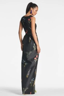 Marsden Gown - Noir Bouquet -Sachin & Babi Clothing MARSDENGOWN BELTED NOIRBOUQUET BACK 7e759c66 5498 48db 97d9 c1525426bf7f