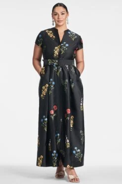 Marta Gown - Noir Bouquet -Sachin & Babi Clothing MARTAGOWN NOIRBOUQUET FRONT2