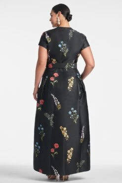 Marta Gown - Noir Bouquet -Sachin & Babi Clothing MARTAGOWN NOIRBOUQUET BACK