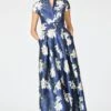 EMBELLISHED MARTA GOWN - NAVY NARCISSUS -Sachin & Babi Clothing Martawbelt