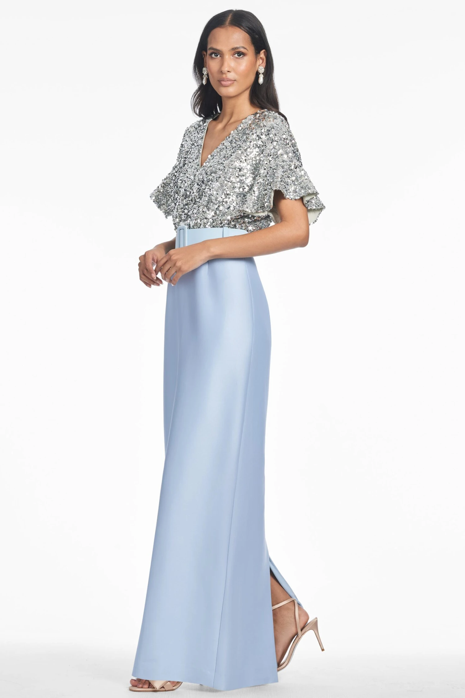 Marlene Gown - Silver/Glacial Blue 3 Marlene Gown - Silver/Glacial Blue