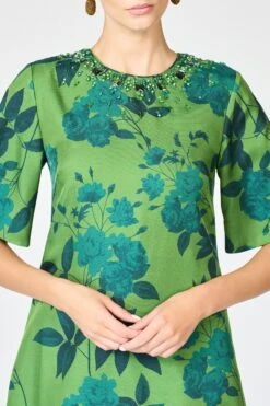 EMBELLISHED LEMIE DRESS - EMPRESS GREEN ROSES -Sachin & Babi Clothing R261D06 353 4