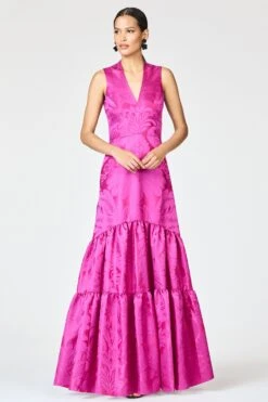 CELLA GOWN - PINK SAPPHIRE DAMASK -Sachin & Babi Clothing R261G04 677