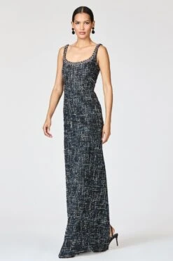EMBELLISHED TWEED LANA GOWN - OBSIDIAN FROST -Sachin & Babi Clothing R261G05 001 6