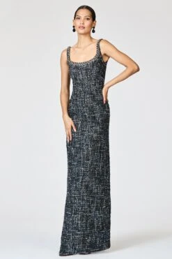 EMBELLISHED TWEED LANA GOWN - OBSIDIAN FROST -Sachin & Babi Clothing R261G05 001 7