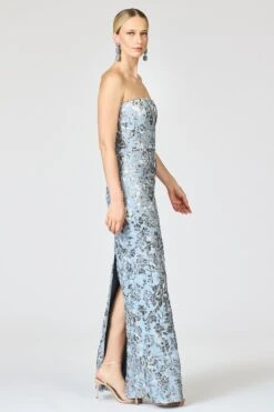 METALLIC CLOQUE SOPHIA GOWN - PEWTER GARDENS -Sachin & Babi Clothing R261G60 040 4