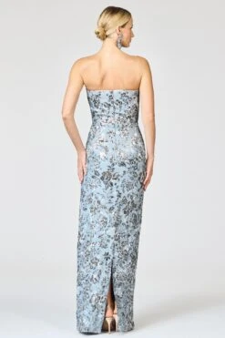 METALLIC CLOQUE SOPHIA GOWN - PEWTER GARDENS -Sachin & Babi Clothing R261G60 040 5