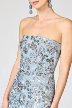 METALLIC CLOQUE SOPHIA GOWN - PEWTER GARDENS -Sachin & Babi Clothing R261G60 040 6