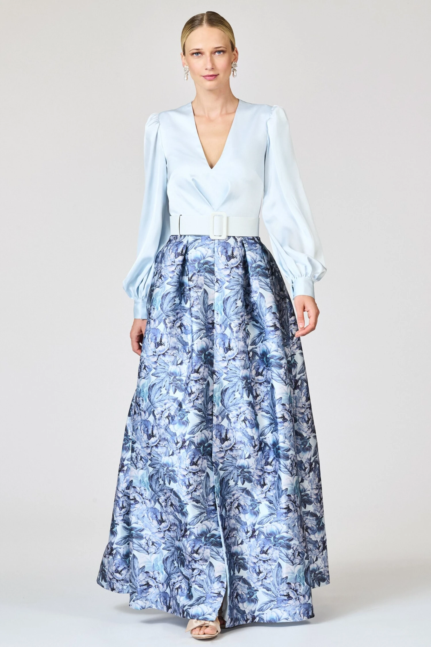 ZOE GOWN - CELESTIAL BLUE/FROZEN FLORA 3 ZOE GOWN - CELESTIAL BLUE/FROZEN FLORA