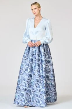 ZOE GOWN - CELESTIAL BLUE/FROZEN FLORA 12 ZOE GOWN - CELESTIAL BLUE/FROZEN FLORA -Sachin & Babi Clothing R262G26 451 4