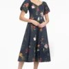 MAGNOLIA DRESS - DARK MIDNIGHT BOUQUET -Sachin & Babi Clothing S251D35 003