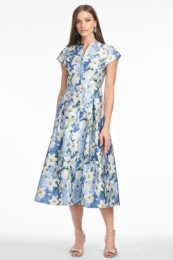 MARTINE DRESS - SKY BLUE STAR LILLIES -Sachin & Babi Clothing S252D19 461