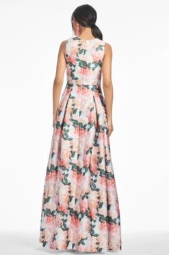 BROOKE GOWN - PEACH PEONIES -Sachin & Babi Clothing S252G40 834 4