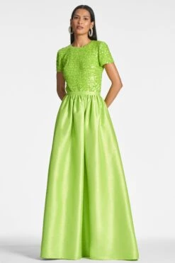 Veronica Top - Electric Lime -Sachin & Babi Clothing SARATOP SYDNEYSKIRT GREEN FRONT2