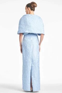 THE HUG SHAWL - ICE BLUE JACQUARD CLOQUE -Sachin & Babi Clothing SHAWL ICEBLUE BACK