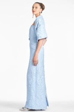 THE HUG SHAWL - ICE BLUE JACQUARD CLOQUE -Sachin & Babi Clothing SHAWL ICEBLUE SIDE2