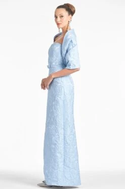 THE HUG SHAWL - ICE BLUE JACQUARD CLOQUE -Sachin & Babi Clothing SHAWL ICEBLUE SIDE4