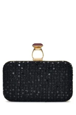 ON THE ROCKS CLUTCH - BLACK
