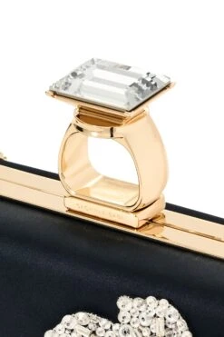 EMBROIDERED ON THE ROCKS CLUTCH - BLACK -Sachin & Babi Clothing SHOT 02 125 DETAIL