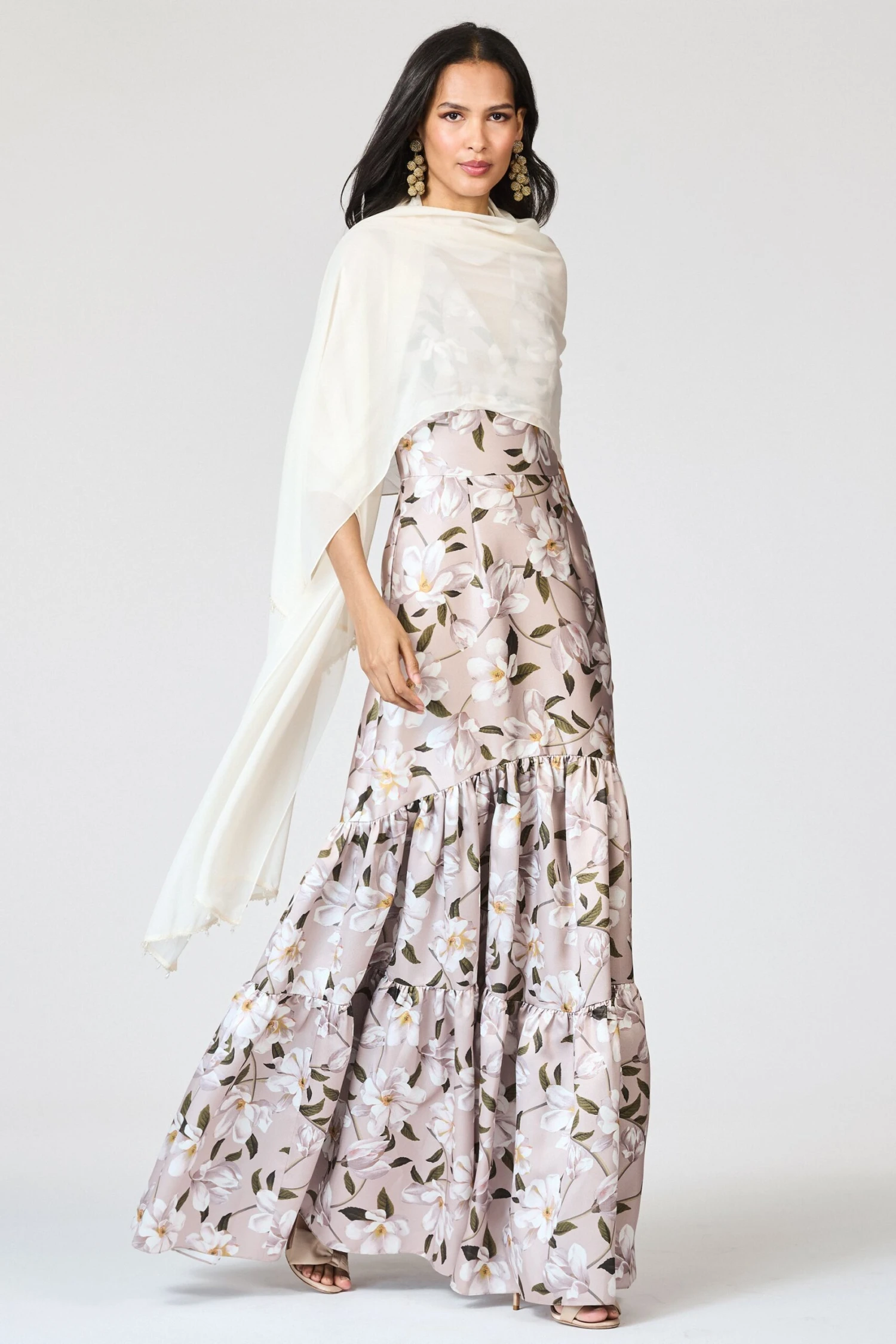 EMBELLISHED EMMY SCARF - IVORY 4 EMBELLISHED EMMY SCARF - IVORY - Image 2