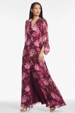 JENNY GOWN - RASPBERRY FLORIBUNDA -Sachin & Babi Clothing T252G58 678 3