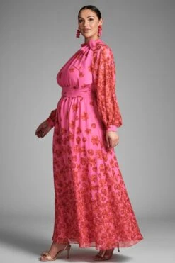 Vera Gown - Rose/Vermillion -Sachin & Babi Clothing VERAGOWN ROSEVERMILLION SIDE2