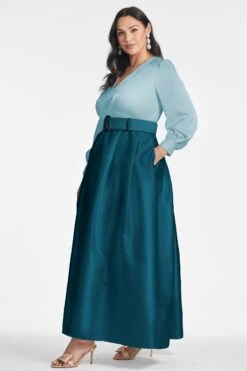 Zoe Gown - Seaglass/Deep Teal 14 Zoe Gown - Seaglass/Deep Teal -Sachin & Babi Clothing ZOEGOWN SEAGLASSDEEPTEAL SIDE2