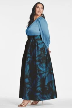 Zoe Gown - Smokey Slate/Tonal Petal -Sachin & Babi Clothing ZOEGOWN SLATETONALPETAL SIDE5