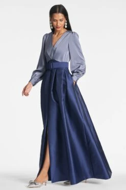 Zoe Gown - Cool Grey/Night Sky 11 Zoe Gown - Cool Grey/Night Sky -Sachin & Babi Clothing ZOEGOWN COOLGREYNIGHTSKY SIDE