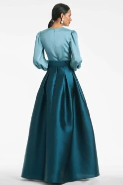 Zoe Gown - Seaglass/Deep Teal 12 Zoe Gown - Seaglass/Deep Teal -Sachin & Babi Clothing ZOEGOWN SEAGLASSANDDEEPTEAL BACK