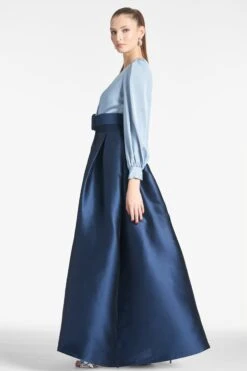 Zoe Gown - Slate/Navy -Sachin & Babi Clothing ZOEGOWN SLATENAVY SIDE
