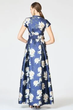 EMBELLISHED MARTA GOWN - NAVY NARCISSUS -Sachin & Babi Clothing beltbackmarta